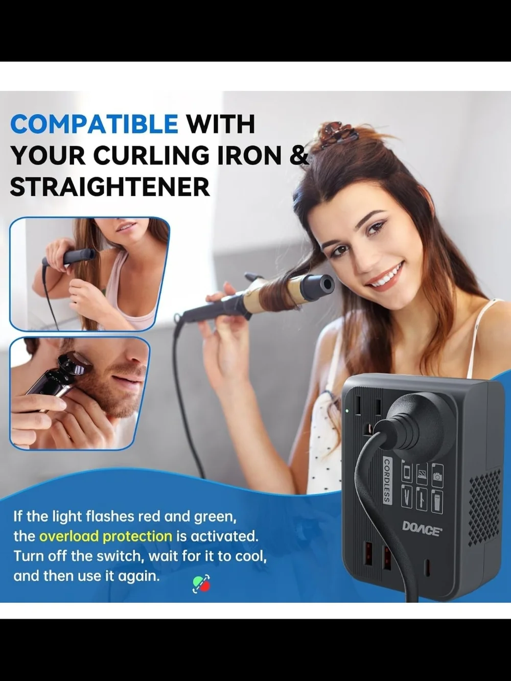 Travel Voltage Converter 350W with USB - Black